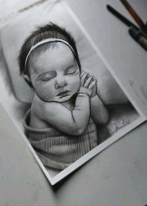 baby potrait sketch draw