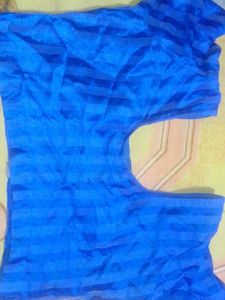 Blue Lined Blouse For Woman