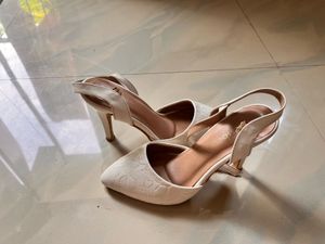 White Floral Heels