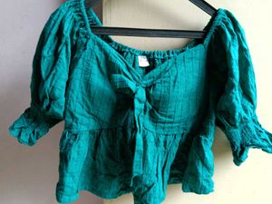 Cute Green Tie-Front Top