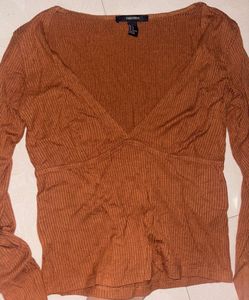 Deep V-Neck Long Sleeve Top