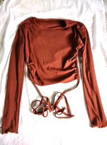 Rust Tie Back Long Sleeve Top