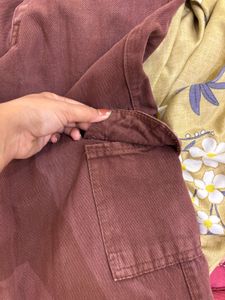 Brown Denim Wash cargo Jeans