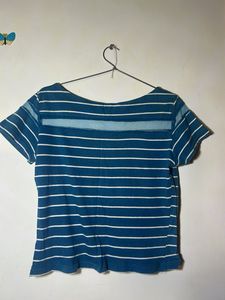 Striped Tee with Sheer Detail