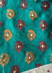 Green Saree Blouse with Embellishments