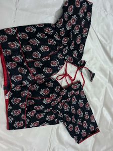 Printed Readymade Blouse Navu Blue
