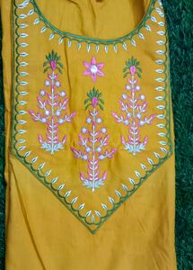 Embroidered Mustard Kurti