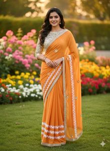 Sunday Offer Elegant Orange Saree