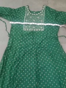 Green Printed Gown