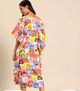 New Without Tag Print Kaftan Pocket Dress