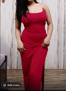 Red Midi Slip Dress