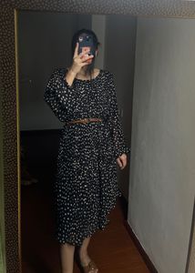 Polka DOT Pleated Midi Dress