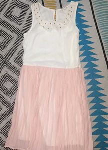 White &amp; Pink Sleeveless Dress