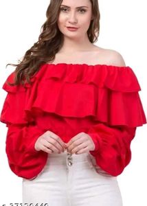 Red Ruffle Crop Top
