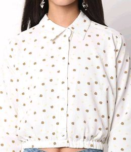 Bee Print Crop Shirt