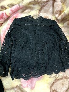 Black Net Party Wear Top