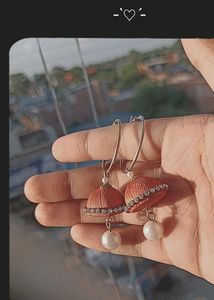 Orange Jhumka Earrings