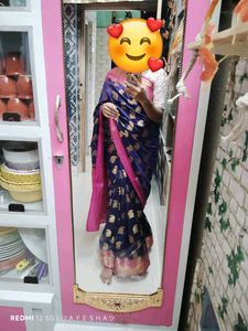 Elegant Blue & Pink Saree
