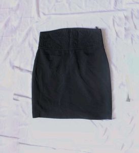 Black Mini Embroidered Skirt