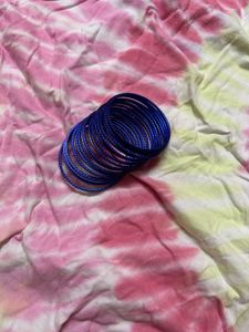 Blue Metal Bangles (Set of 12)