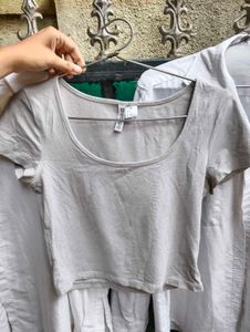 Gray Scoop Neck Tee