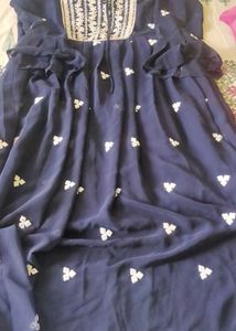 Elegant Navy Blue Embroidered Dress