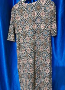 Black Floral Print Kurta