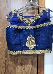 Navy Blue Festive Work Blouse