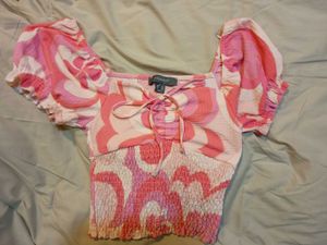 Retro Pink Floral Crop Top