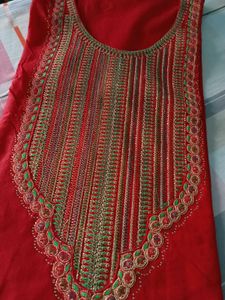 Elegant Red Suit And Salwar Material For Women
