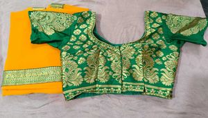 Chiffon Mustard Yellow Saree With Zari Border