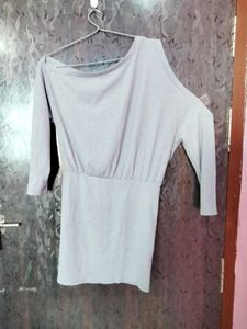 Gray One-Shoulder Mini Dress