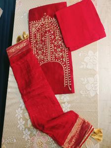 Beautiful Branded Red Colour Suit Material