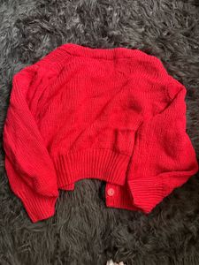 Red Knit Cardigan free size