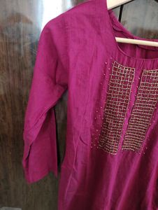 Knee Length Kurta For Women, Pink