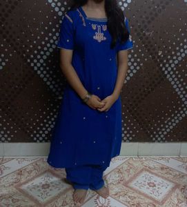 Y2K Chatpata Blue Embroidered Kurta Set