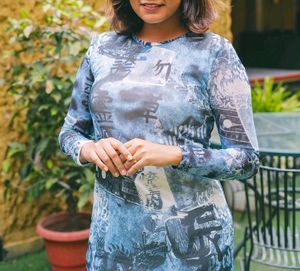 Multicolored Hineck Midi Dress