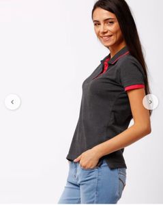 Teamspirit Charcoal Grey Polo T-shirt For Women
