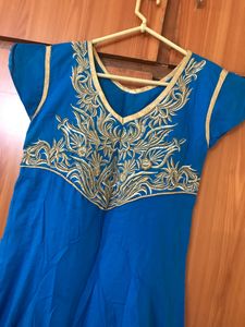 V Neck Embroidered Gown