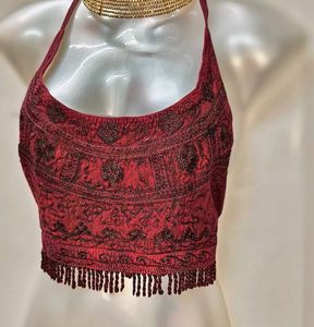 Maroon 🪡 Embroidered Bralette Y2k Style