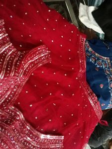Red Sequin Lehenga Set