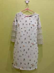 White Floral Midi Dress