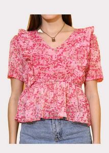 Floral Pink Peplum Top