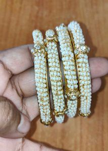 Pearl & Gold Bangle Set