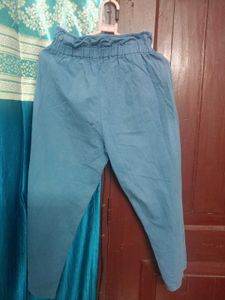 Blue Paper Bag Waist Pants