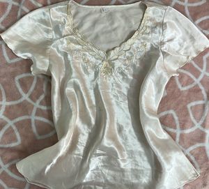 grandma satin top for lounge or sleepwear