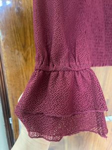 Maroon Smocked Top