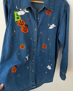 Vintage Hallowe’en Embroidered Denim Shirt