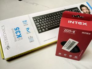 Combo Pack Intex ECO-8 USB 2.0 Wired Optical Mouse(Black), ZEBRONICS Zeb- K35 USB Wired Keyboard with Rupee Key,Spill-Proof and Slim Design (Black) Zeb- Power Wired USB Plug &amp; Play, for Windows/Mac