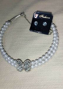 Pearl Necklace & Earring Set